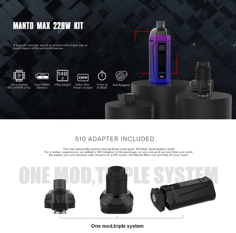 Rincoe Manto Max 228W Kit Tre In Uno [SigarettaElettronicaForum.com]