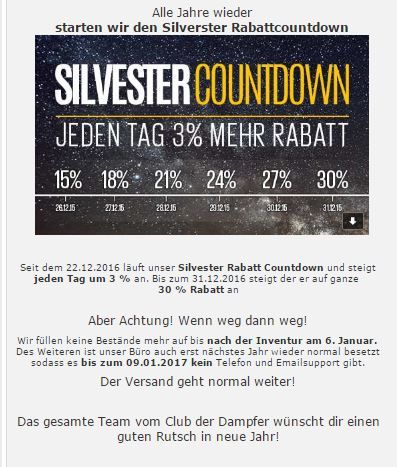 GDA- SUPER FLASH - Club Der Dumpfer Sconto Countdown Capodanno 21%- [SigarettaElettronicaForum.com]