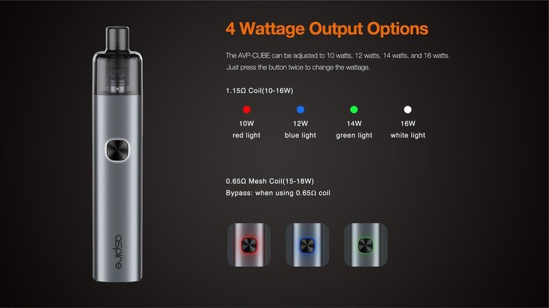 Aspire AVP Cube Pod System Kit 16W 1300mAh [SigarettaElettronicaForum.com]